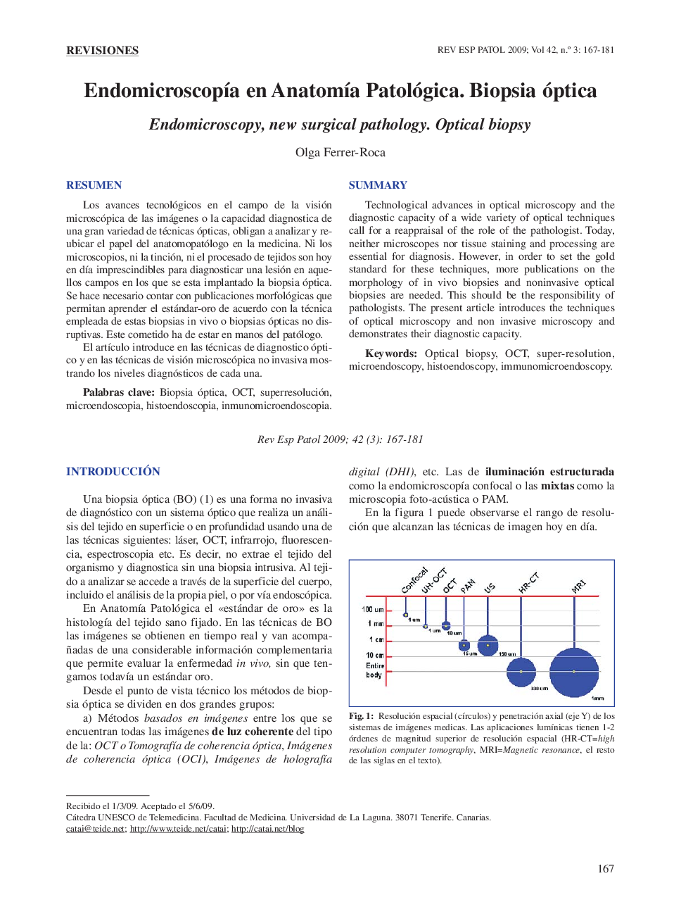 Endomicroscopía en Anatomía Patológica. Biopsia óptica