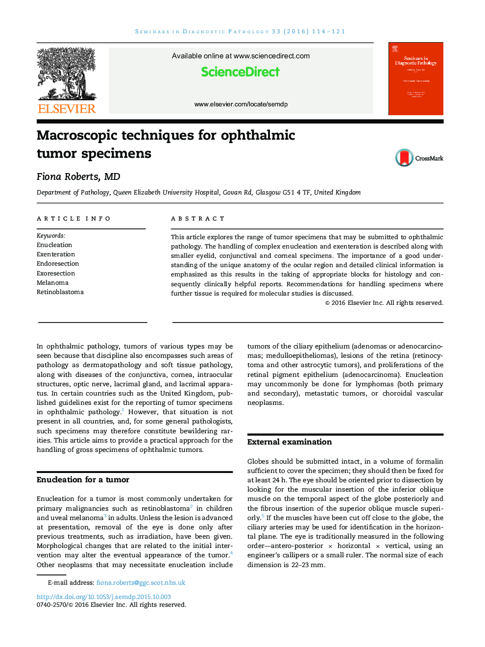 Macroscopic techniques for ophthalmic tumor specimens