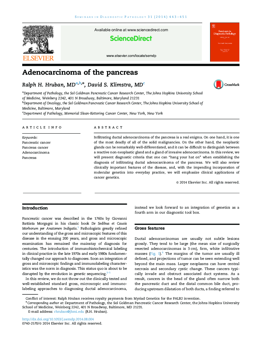 Adenocarcinoma of the pancreas 