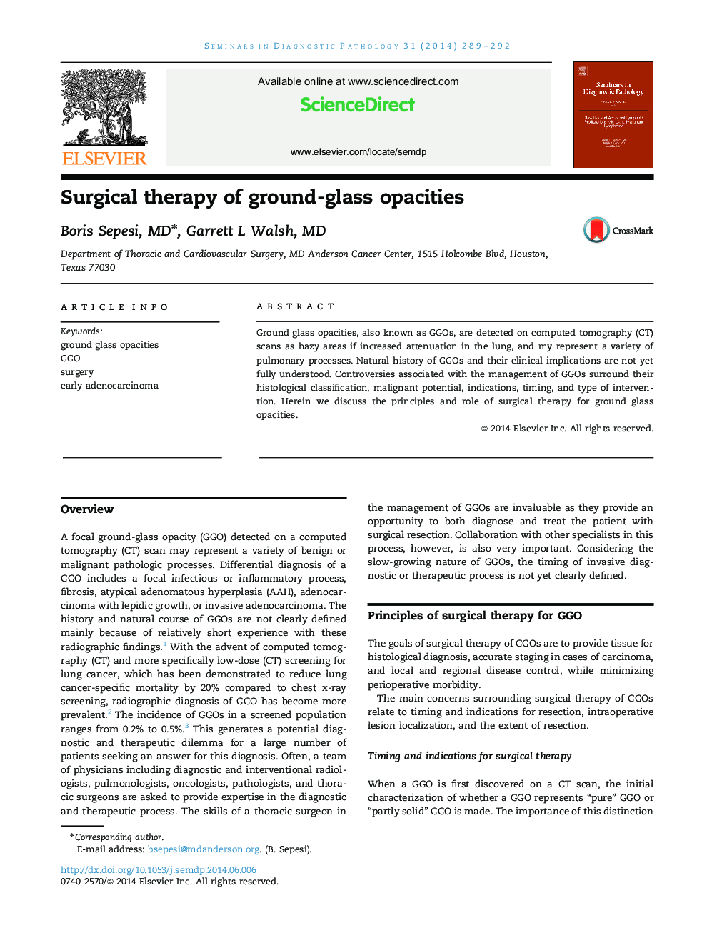 Surgical therapy of ground-glass opacities