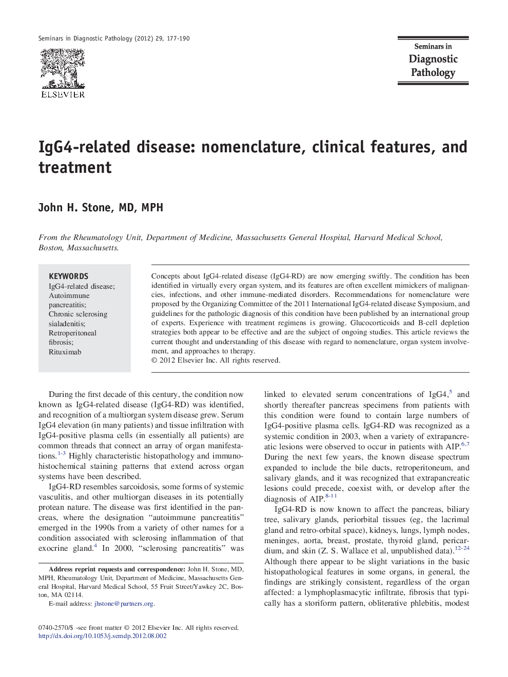 IgG4-related disease: nomenclature, clinical features, and treatment