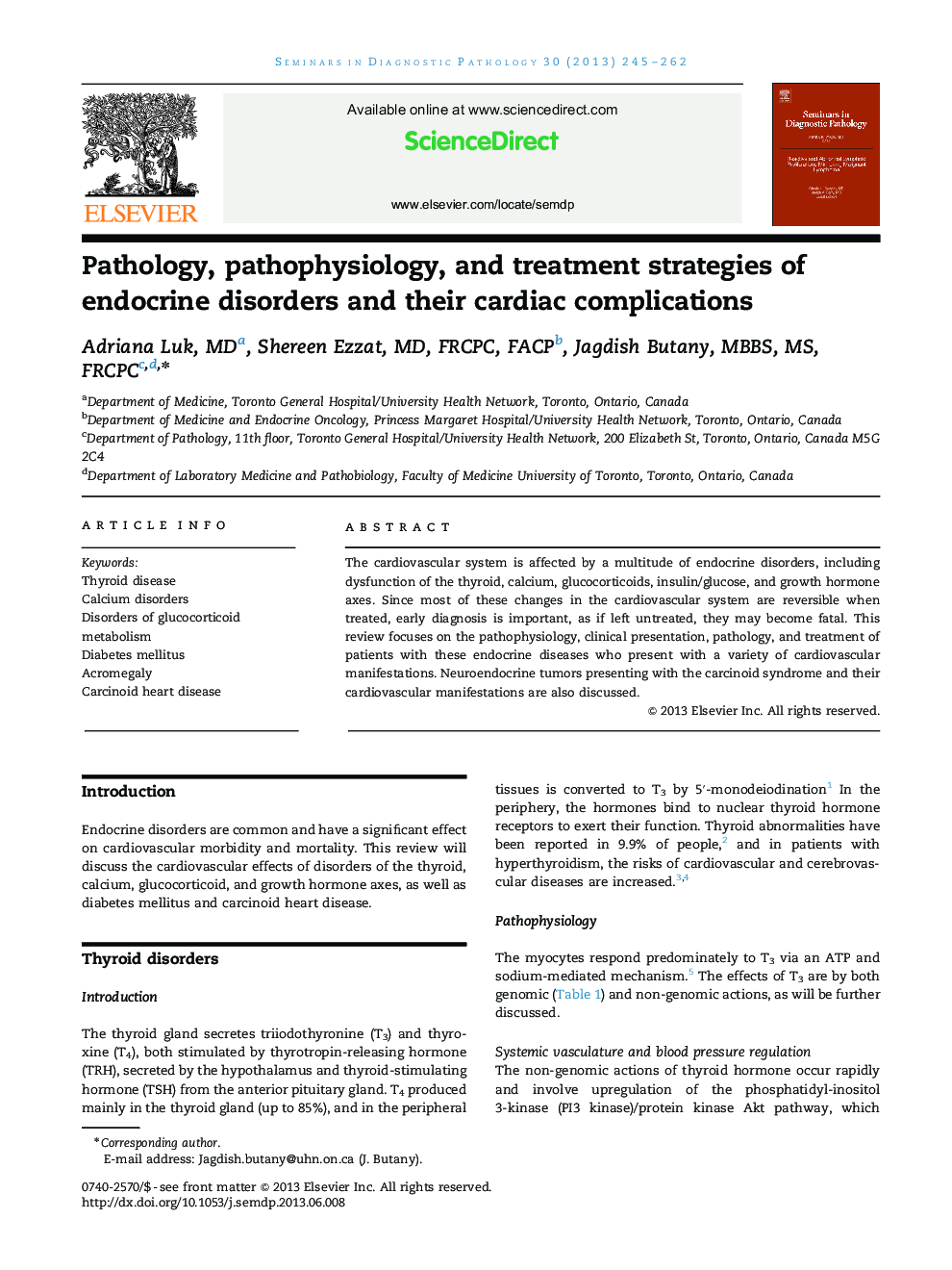 Pathology, pathophysiology, and treatment strategies of endocrine disorders and their cardiac complications