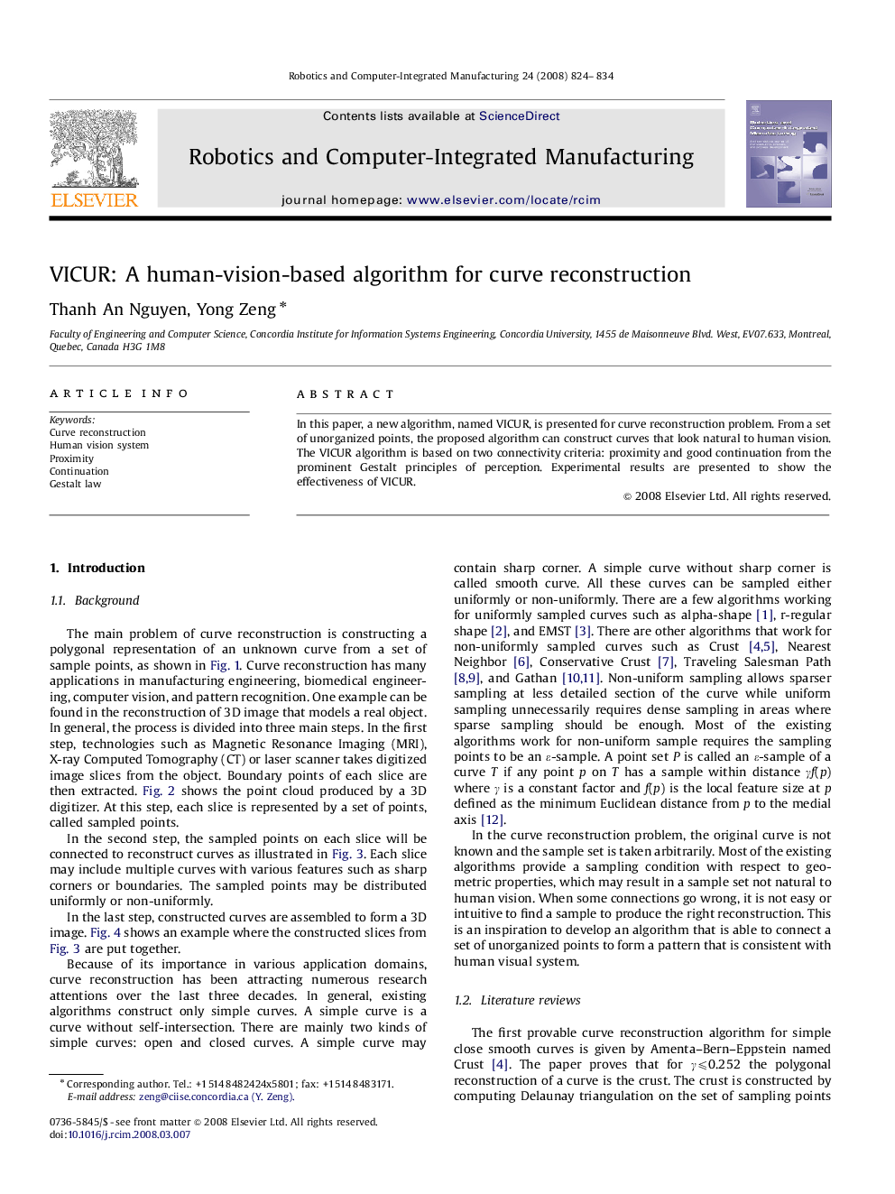 VICUR: A human-vision-based algorithm for curve reconstruction