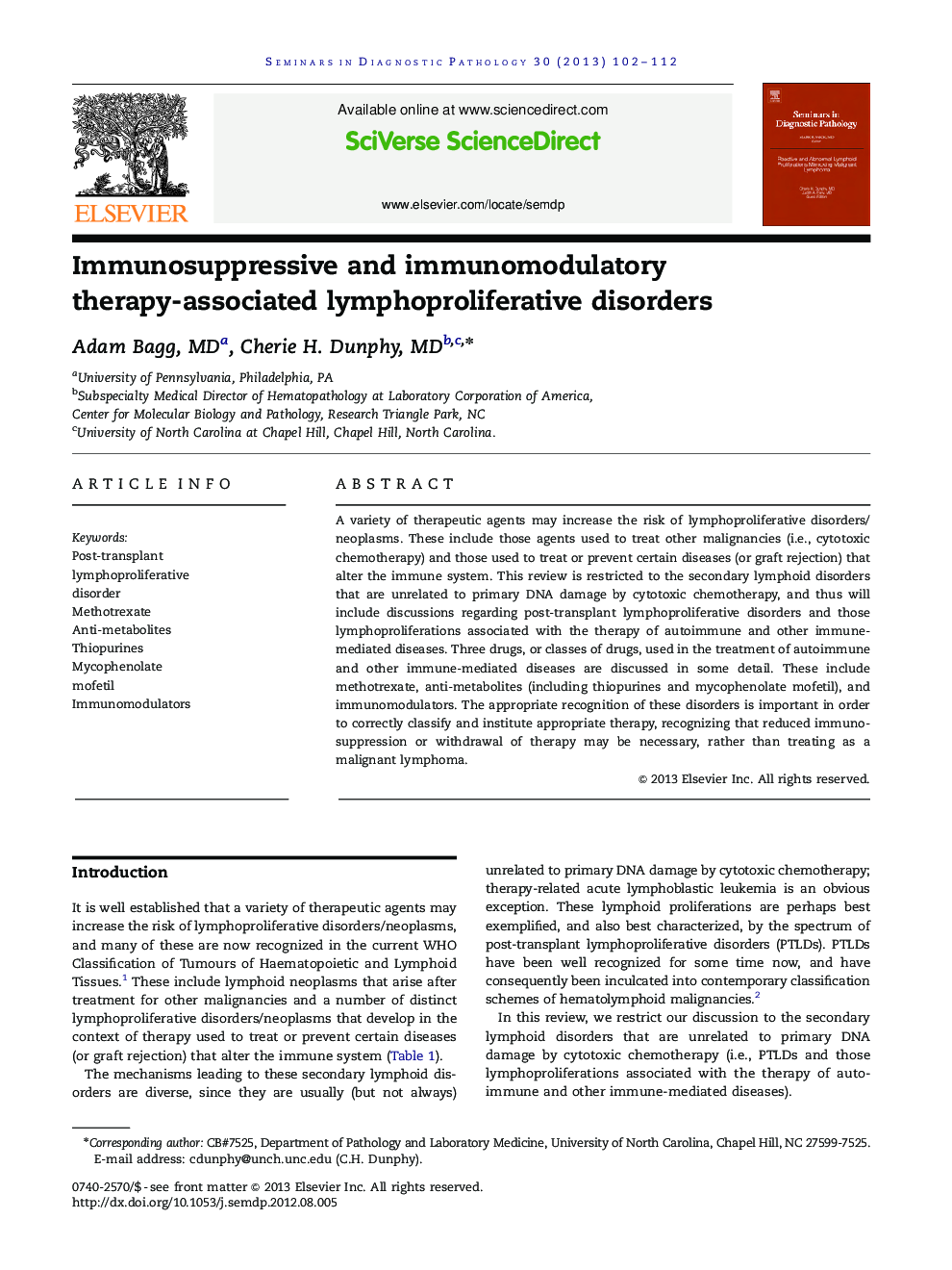 Immunosuppressive and immunomodulatory therapy-associated lymphoproliferative disorders