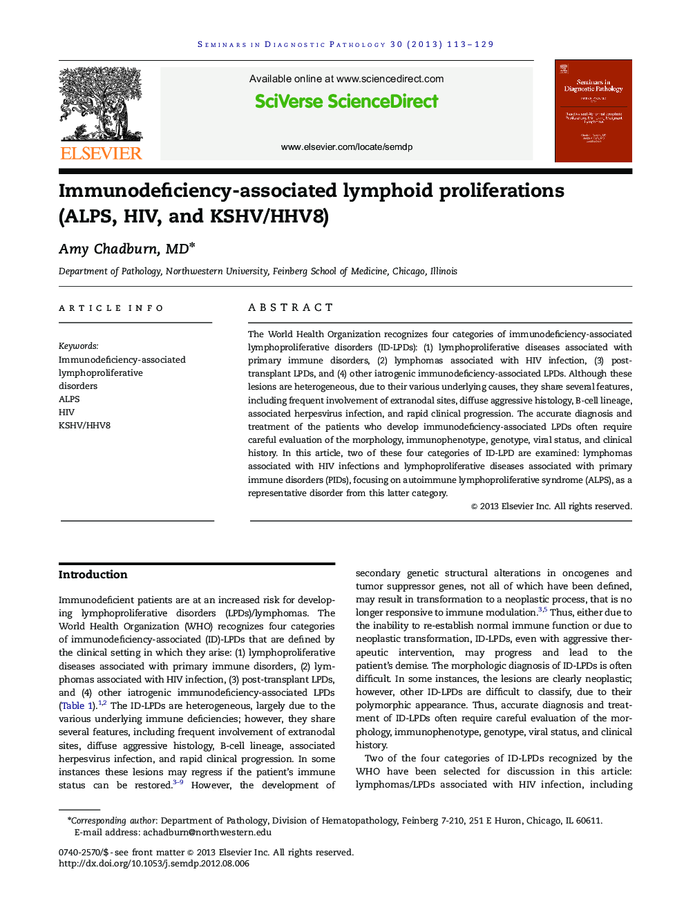 Immunodeficiency-associated lymphoid proliferations (ALPS, HIV, and KSHV/HHV8)