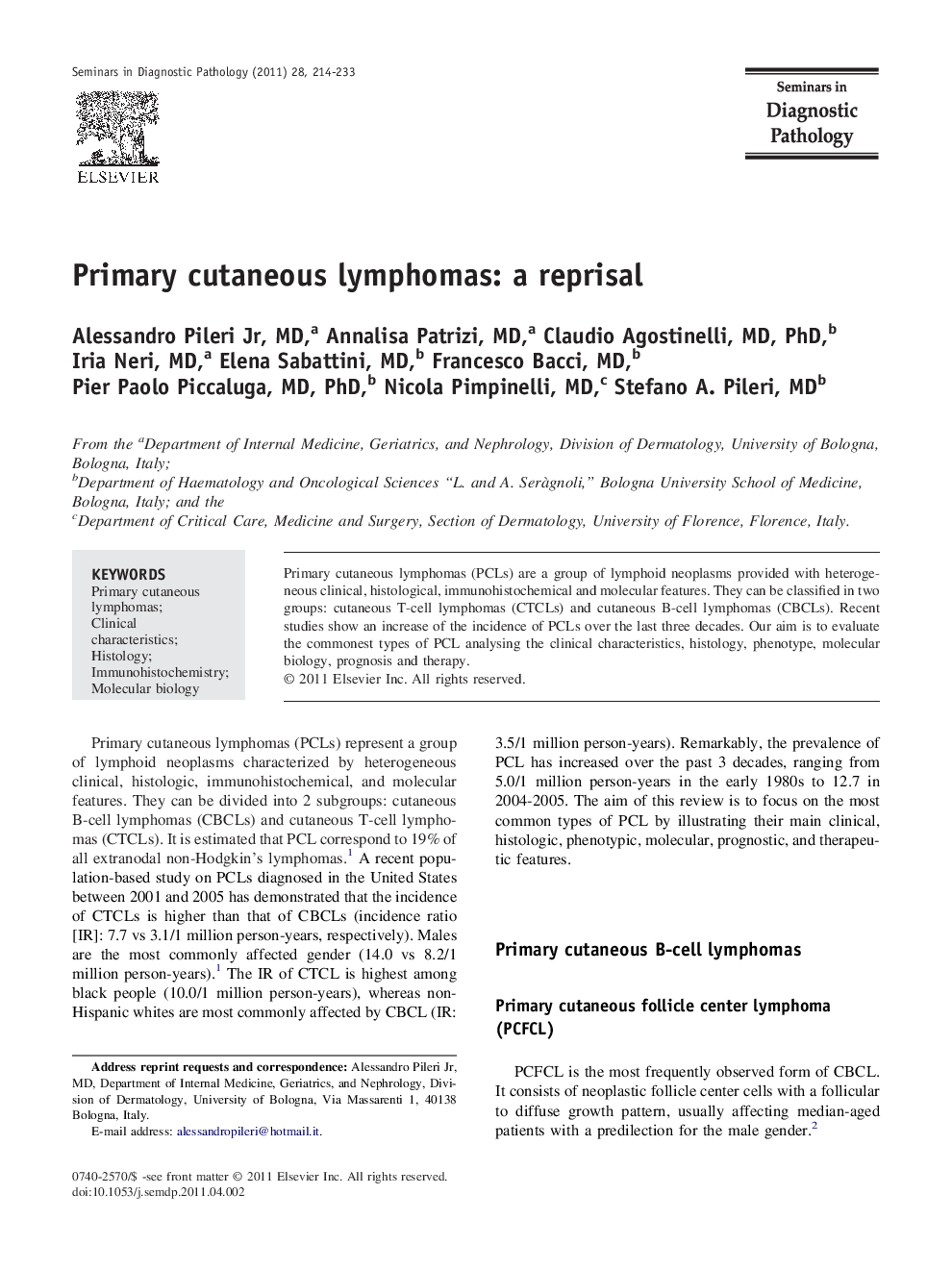 Primary cutaneous lymphomas: a reprisal