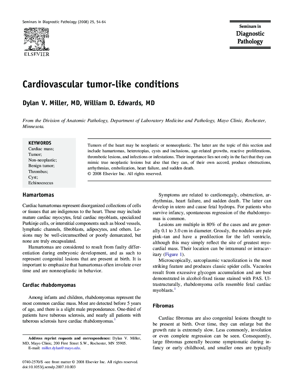 Cardiovascular tumor-like conditions