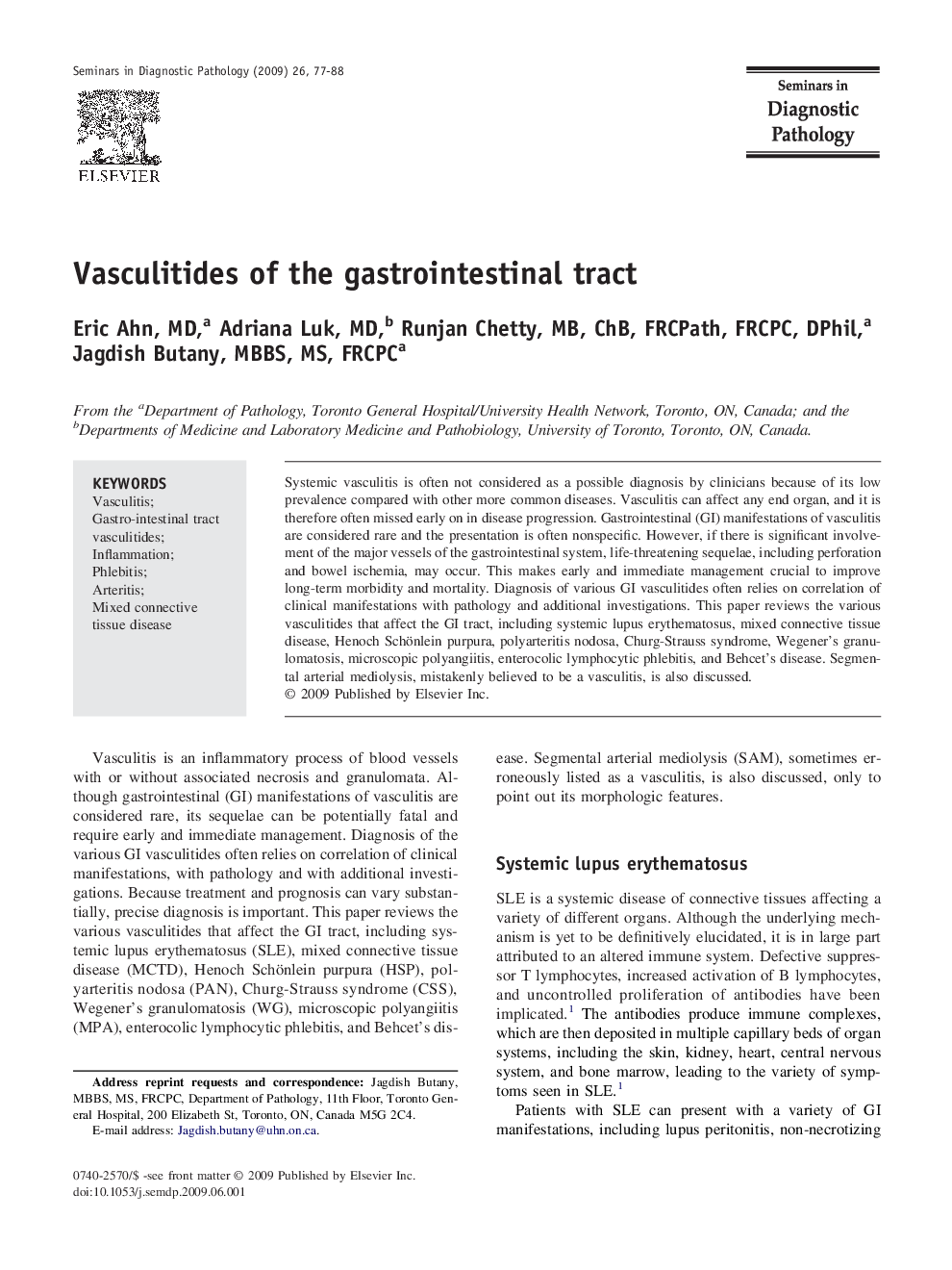 Vasculitides of the gastrointestinal tract