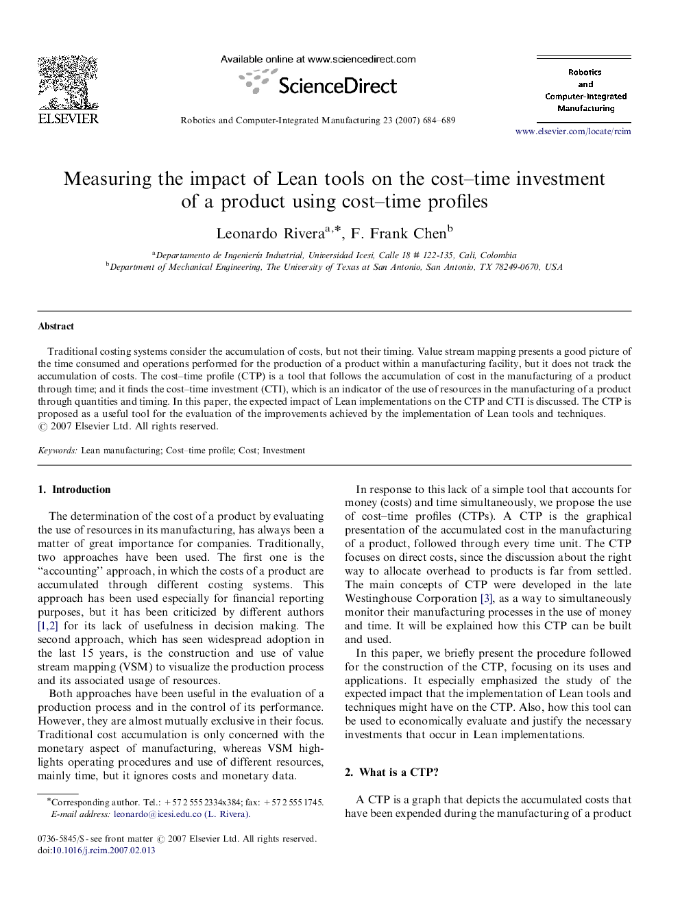 Measuring the impact of Lean tools on the cost–time investment of a product using cost–time profiles