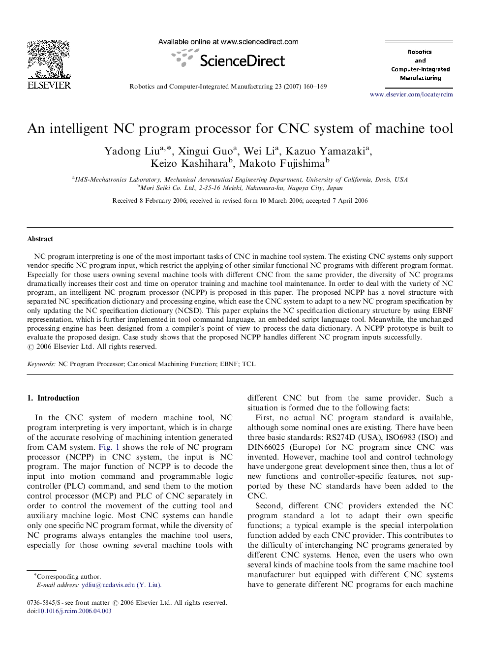 An intelligent NC program processor for CNC system of machine tool