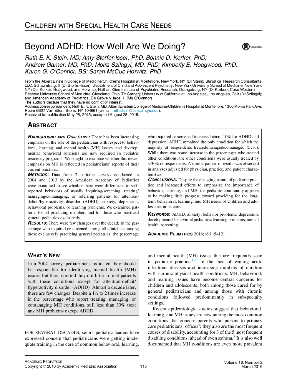 Beyond ADHD: How Well Are We Doing? 