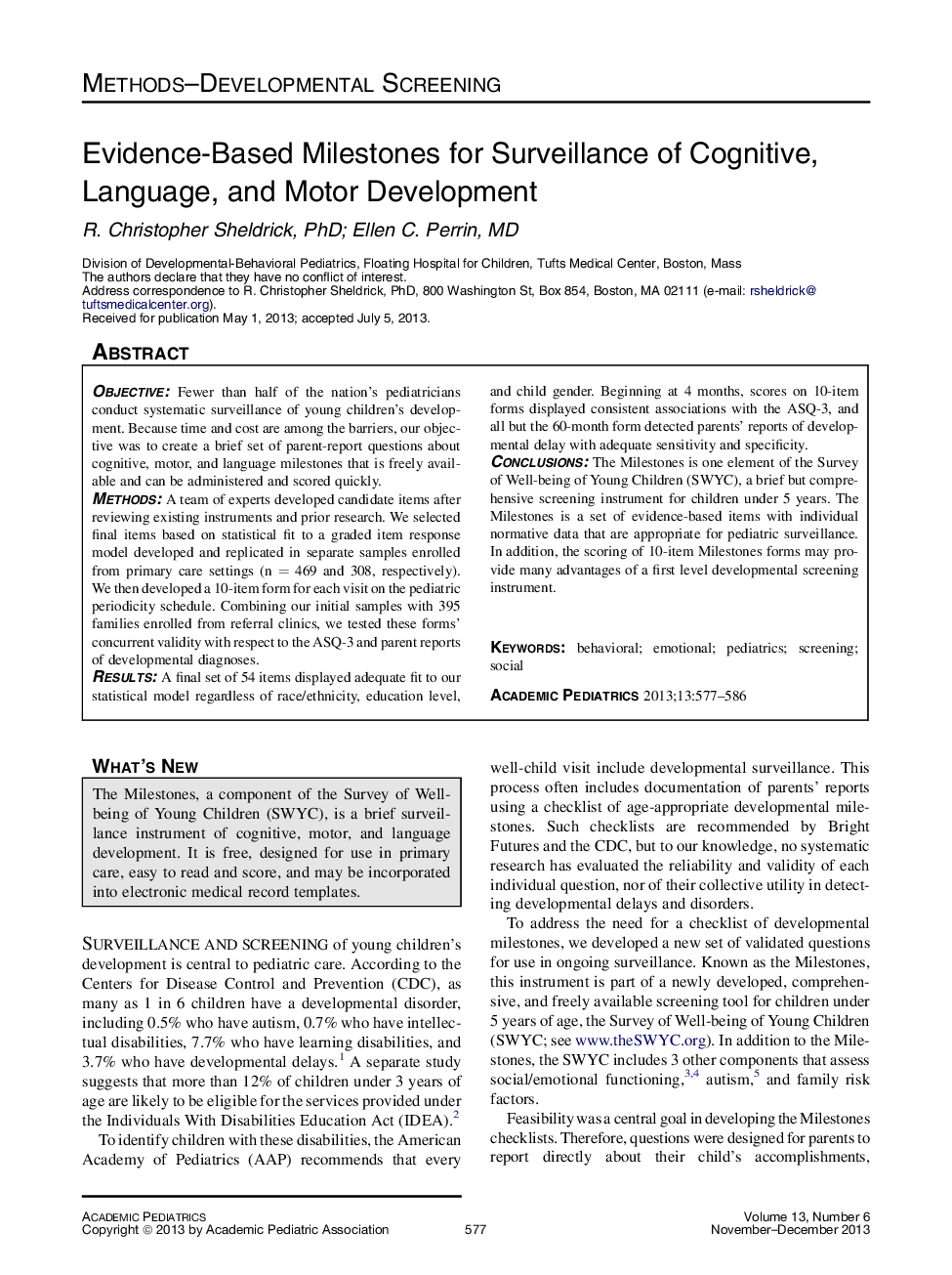 Evidence-Based Milestones for Surveillance of Cognitive, Language, and Motor Development 