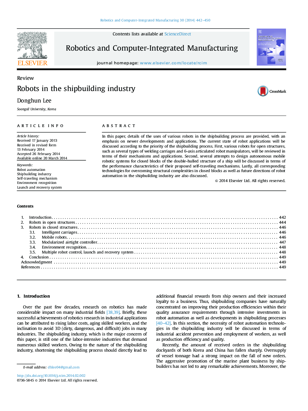 Robots in the shipbuilding industry
