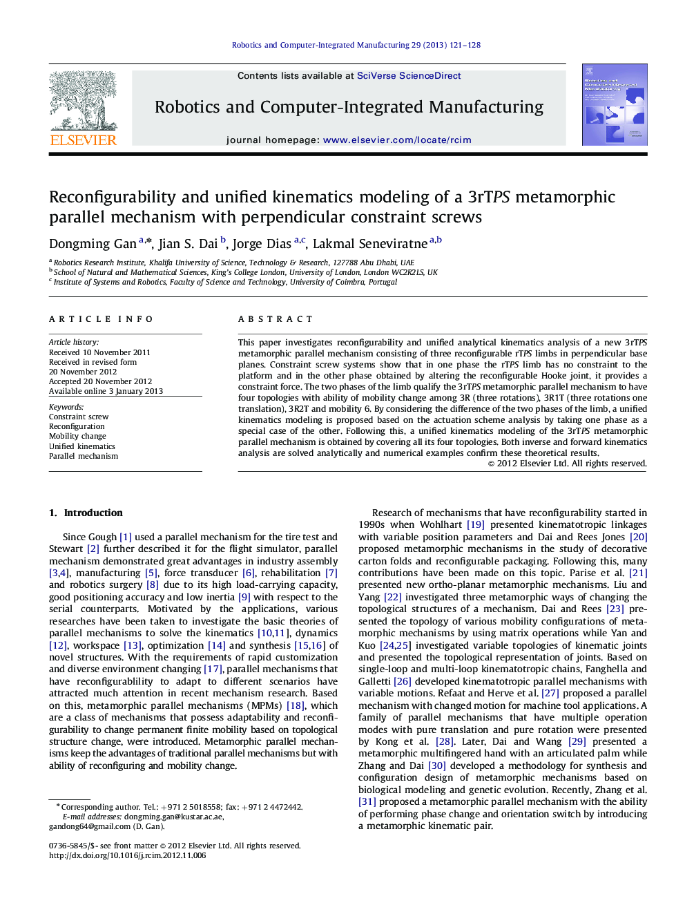 Reconfigurability and unified kinematics modeling of a 3rTPS metamorphic parallel mechanism with perpendicular constraint screws