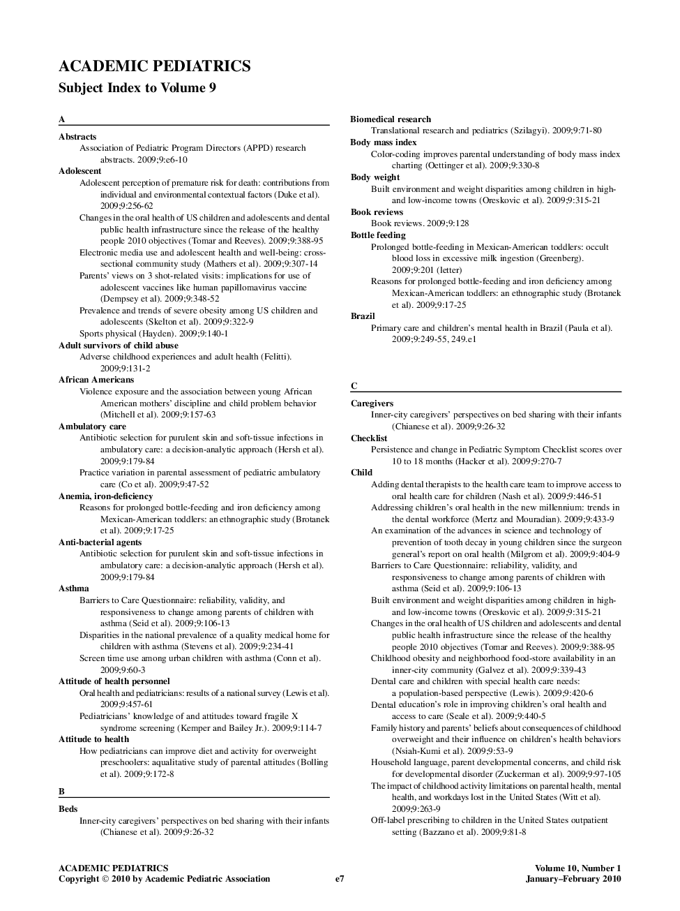 Subject Index