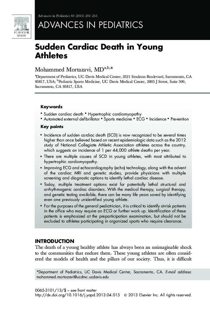 Sudden Cardiac Death in Young Athletes