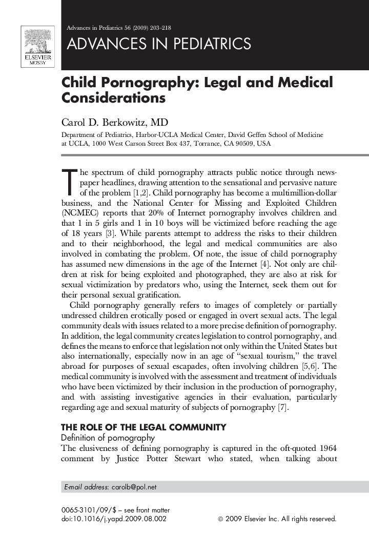 Child Pornography: Legal and Medical Considerations