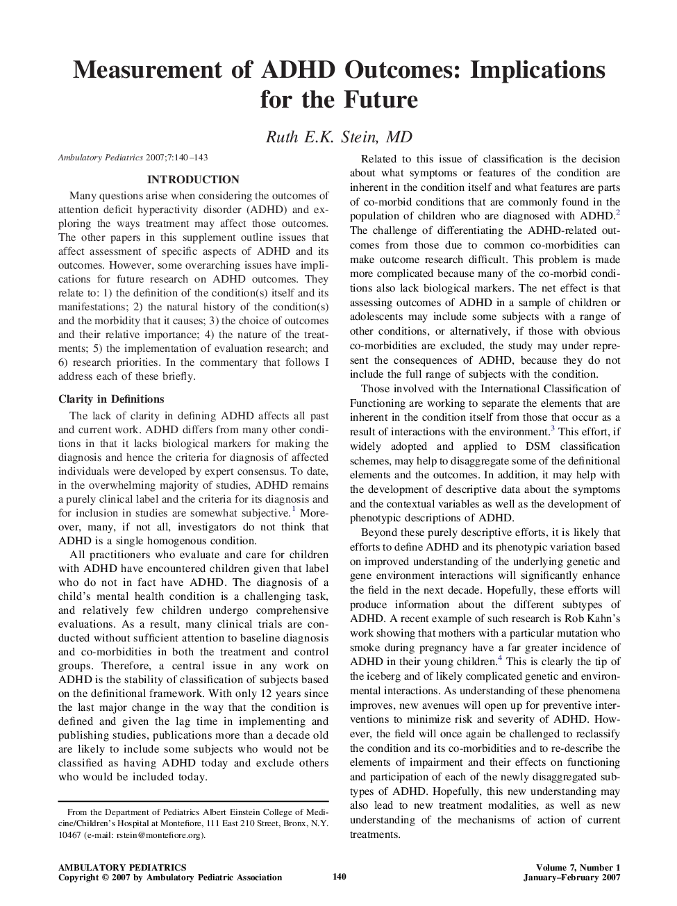 عکس صفحه اول مقاله: Measurement of ADHD Outcomes: Implications for the Future Measurement of ADHD Outcomes: Implications for the Future