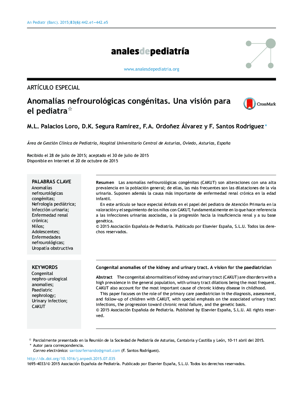 AnomalÃ­as nefrourológicas congénitas. Una visión para el pediatra