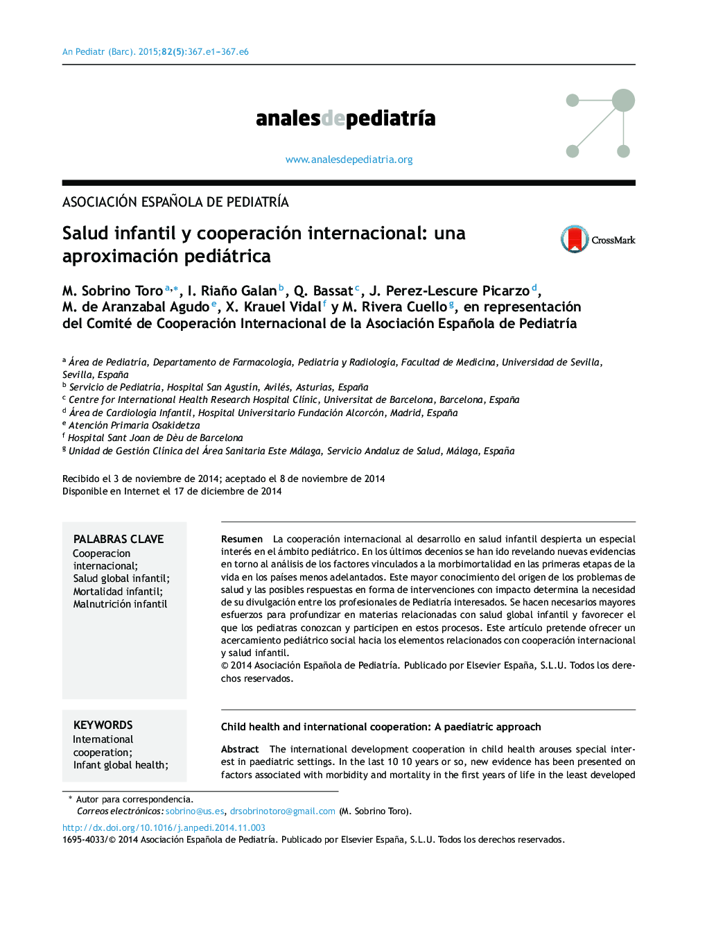 Salud infantil y cooperación internacional: una aproximación pediátrica