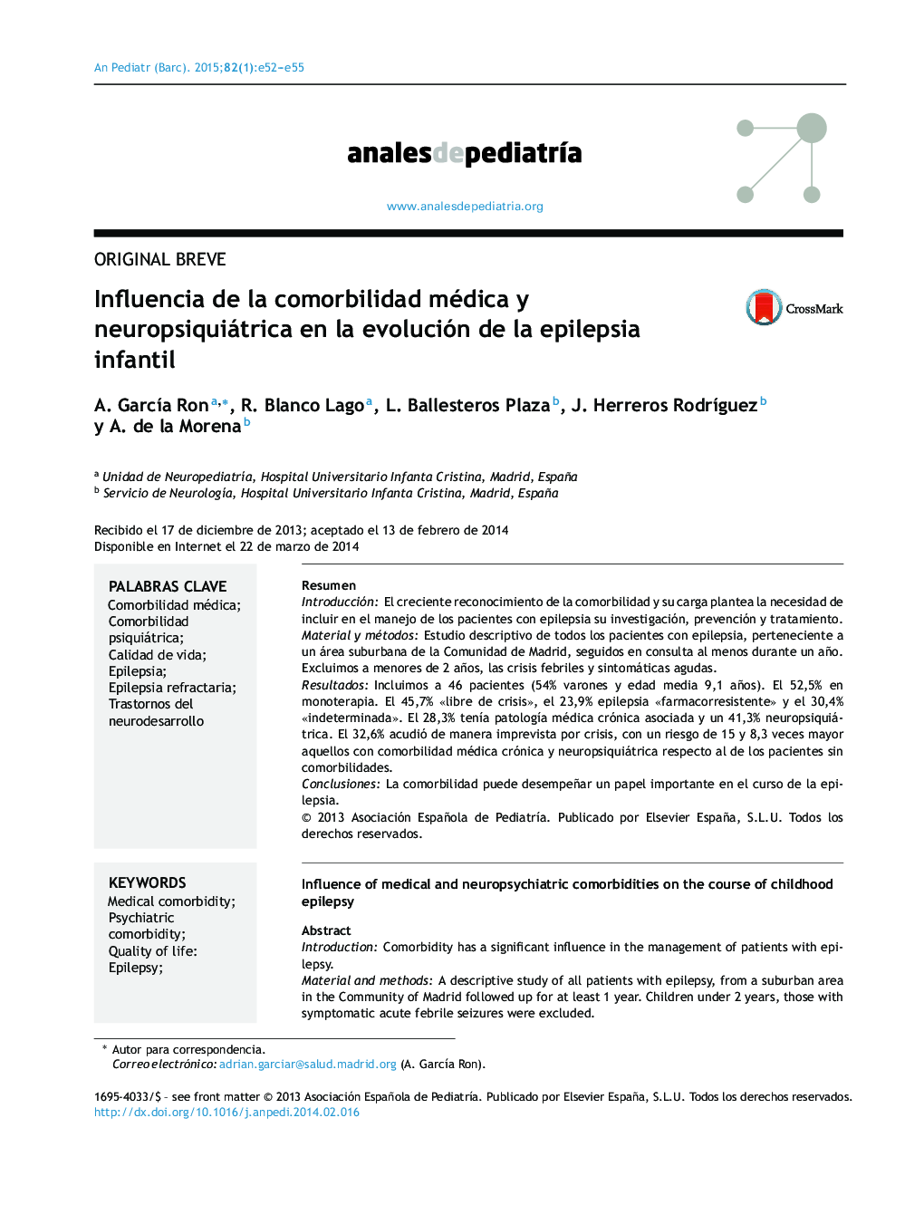 Influencia de la comorbilidad médica y neuropsiquiátrica en la evolución de la epilepsia infantil