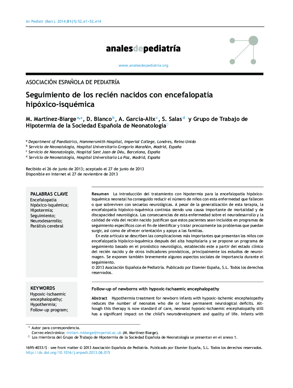 Seguimiento de los recién nacidos con encefalopatÃ­a hipóxico-isquémica