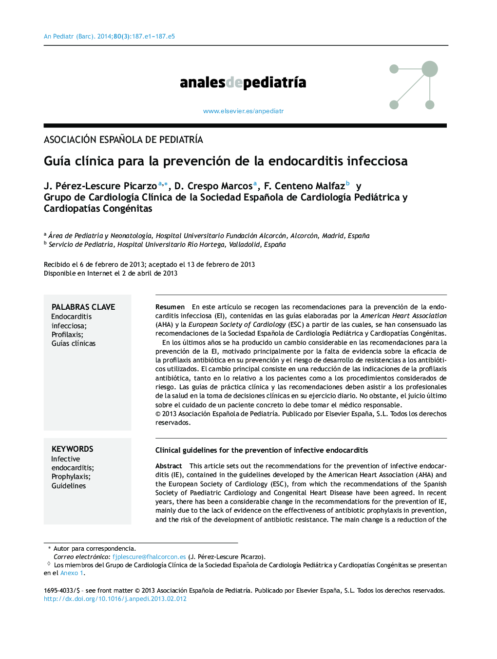 GuÃ­a clÃ­nica para la prevención de la endocarditis infecciosa