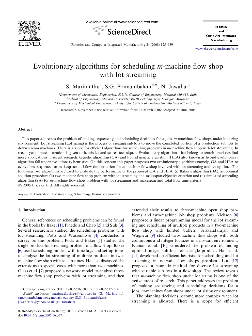 Evolutionary algorithms for scheduling m-machine flow shop with lot streaming