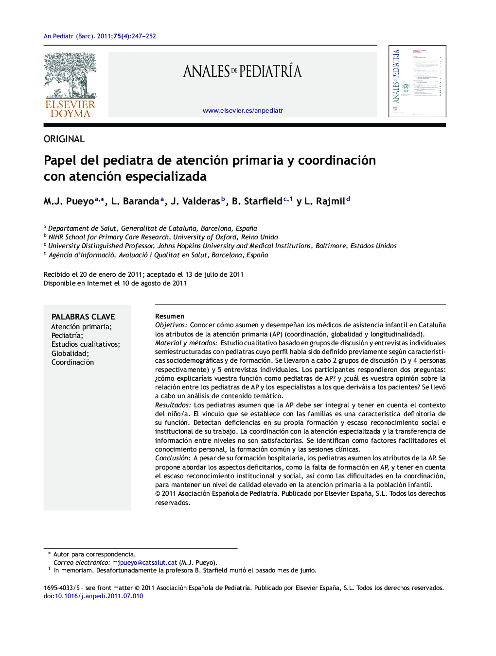 Papel del pediatra de atención primaria y coordinación con atención especializada