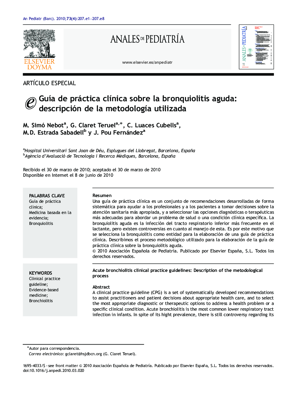 GuÃ­a de práctica clÃ­nica sobre la bronquiolitis aguda: descripción de la metodologÃ­a utilizada