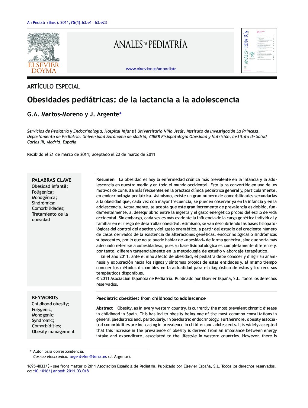 Obesidades pediátricas: de la lactancia a la adolescencia