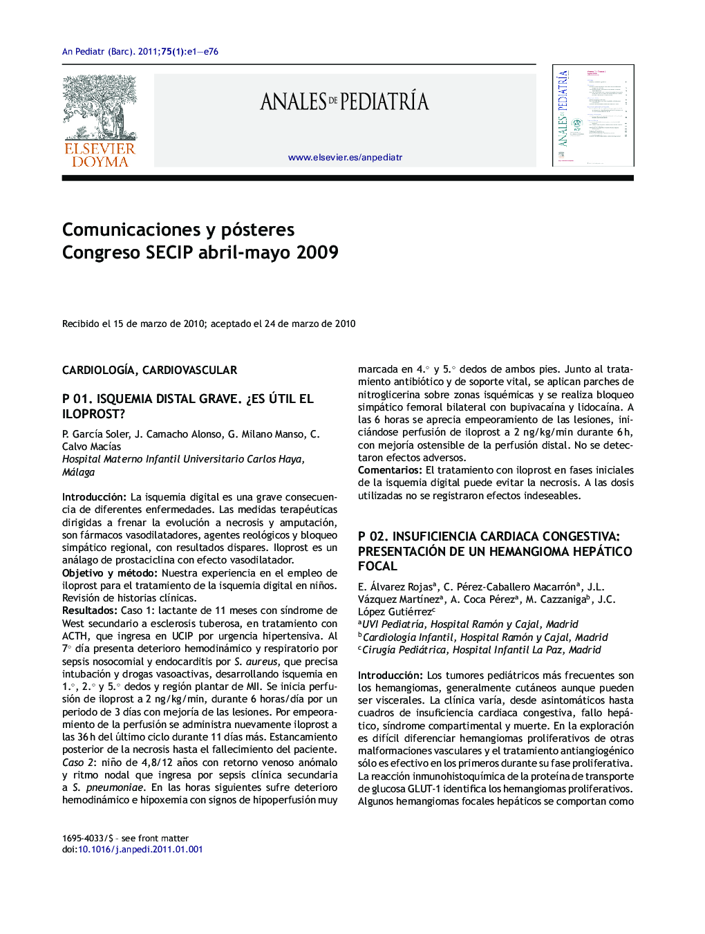 عکس صفحه اول مقاله: COMUNICACIONES Y POSTERS CONGRESO SECIP ABRIL-MAYO 2009 COMUNICACIONES Y POSTERS CONGRESO SECIP ABRIL-MAYO 2009