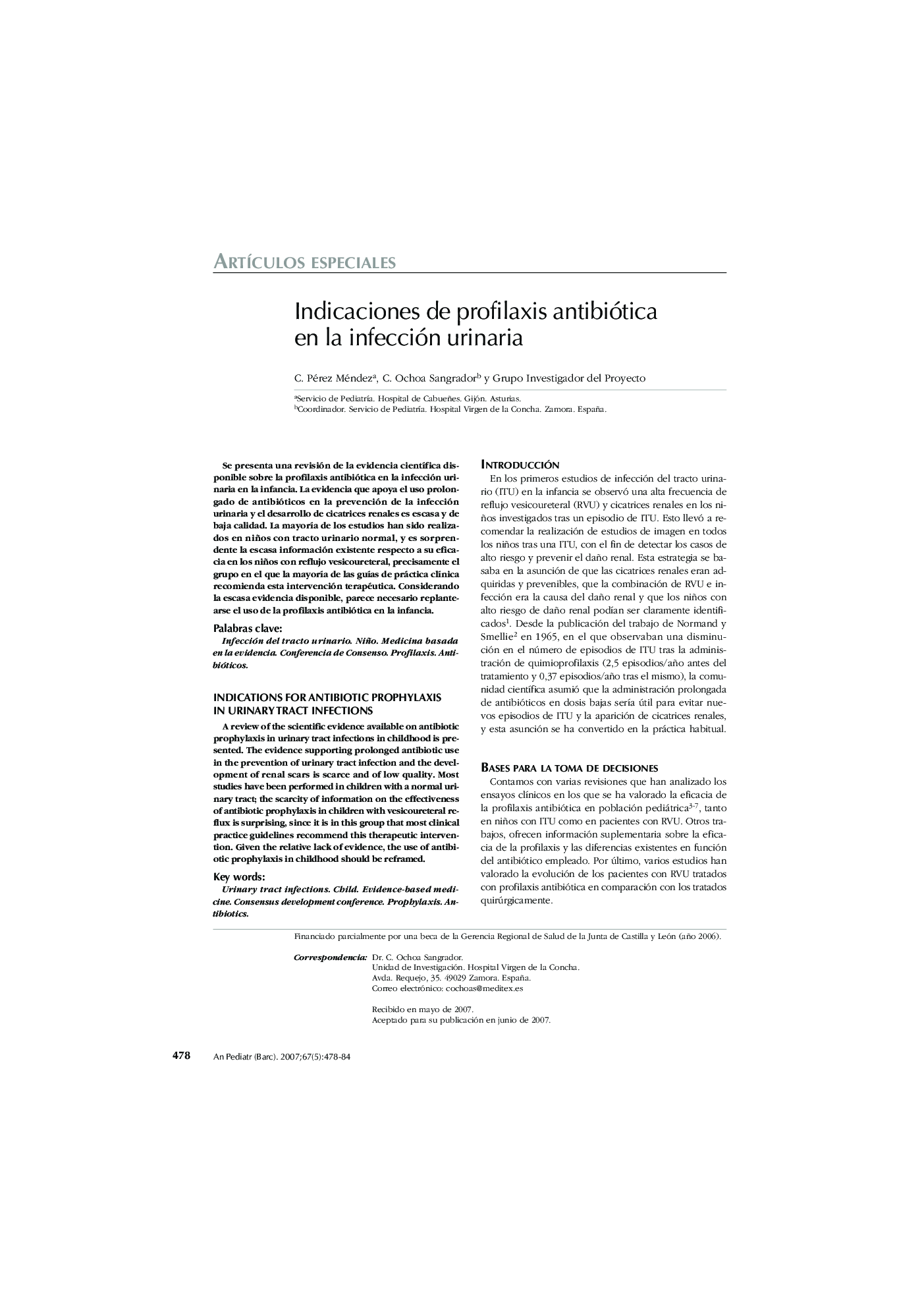 Indicaciones de profilaxis antibiótica en la infección urinaria