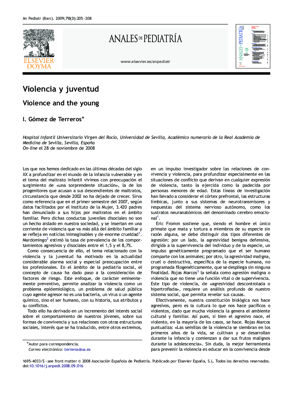 Violencia y juventud