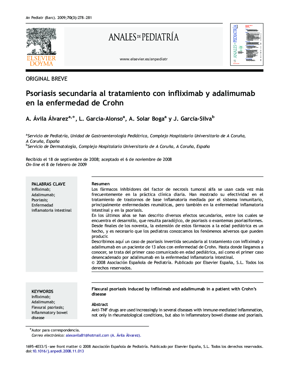 Psoriasis secundaria al tratamiento con infliximab y adalimumab en la enfermedad de Crohn