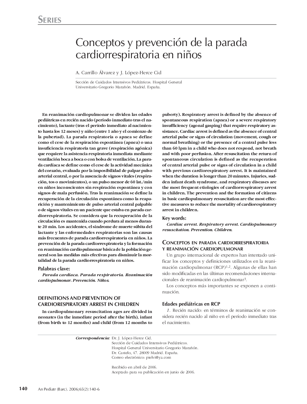 Conceptos y prevención de la parada cardiorrespiratoria en niños