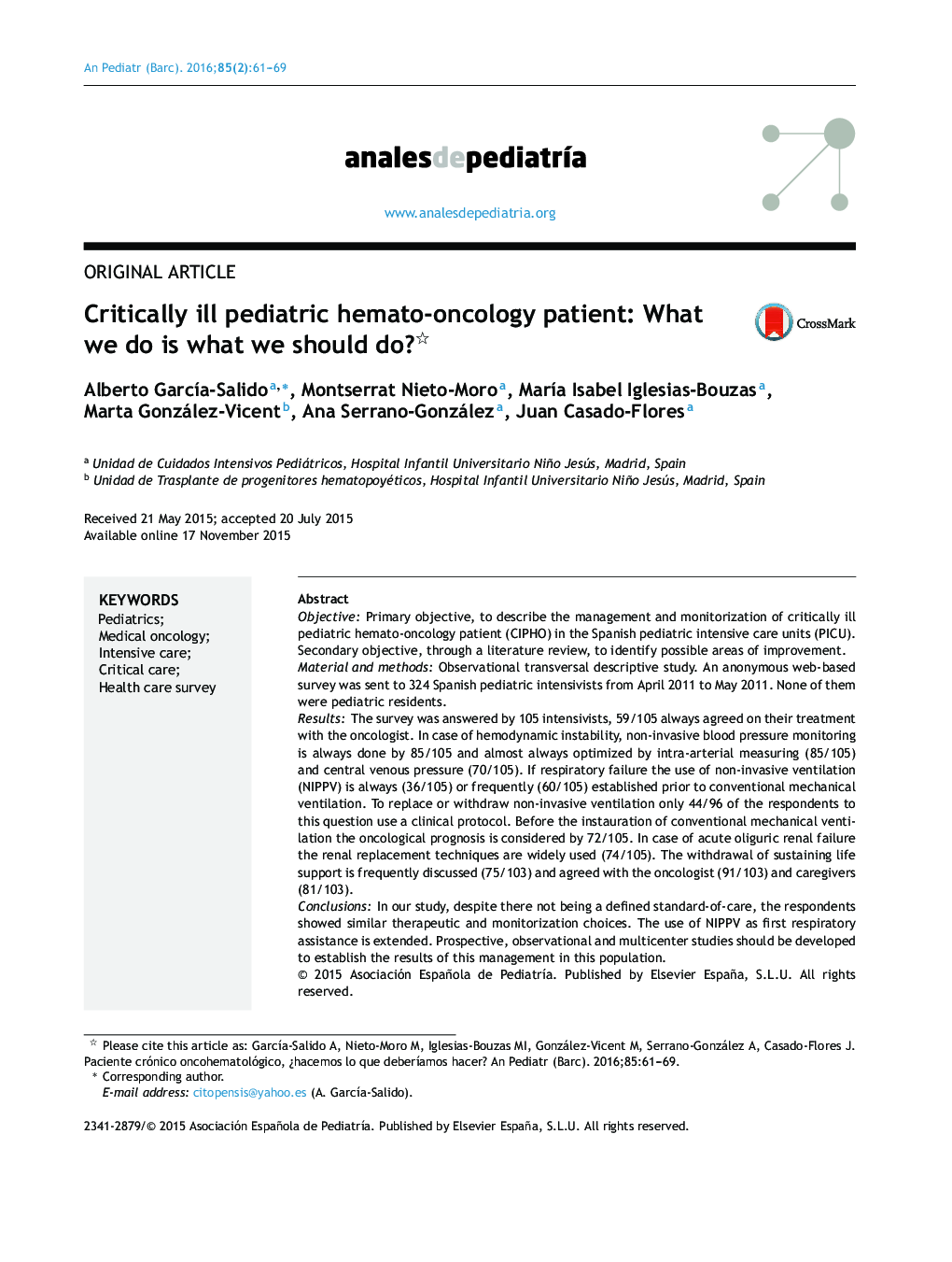 Critically ill pediatric hemato-oncology patient: What we do is what we should do? 