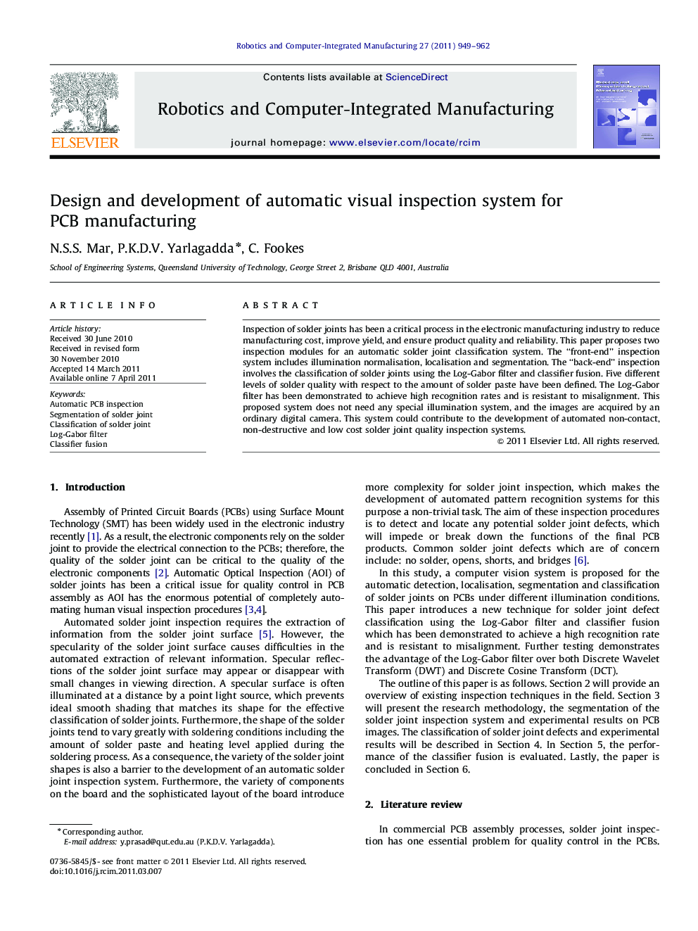 Design and development of automatic visual inspection system for PCB manufacturing