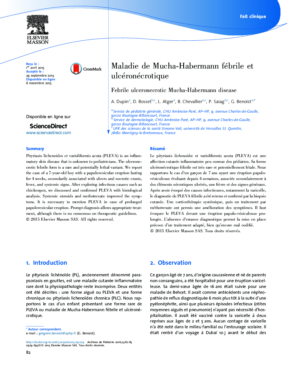 Maladie de Mucha-Habermann fébrile et ulcéronécrotique