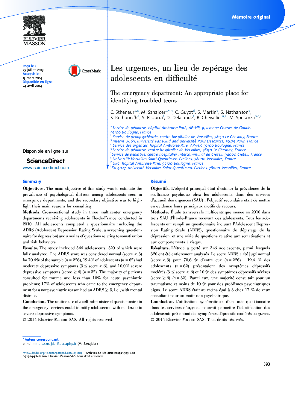 Les urgences, un lieu de repérage des adolescents en difficulté
