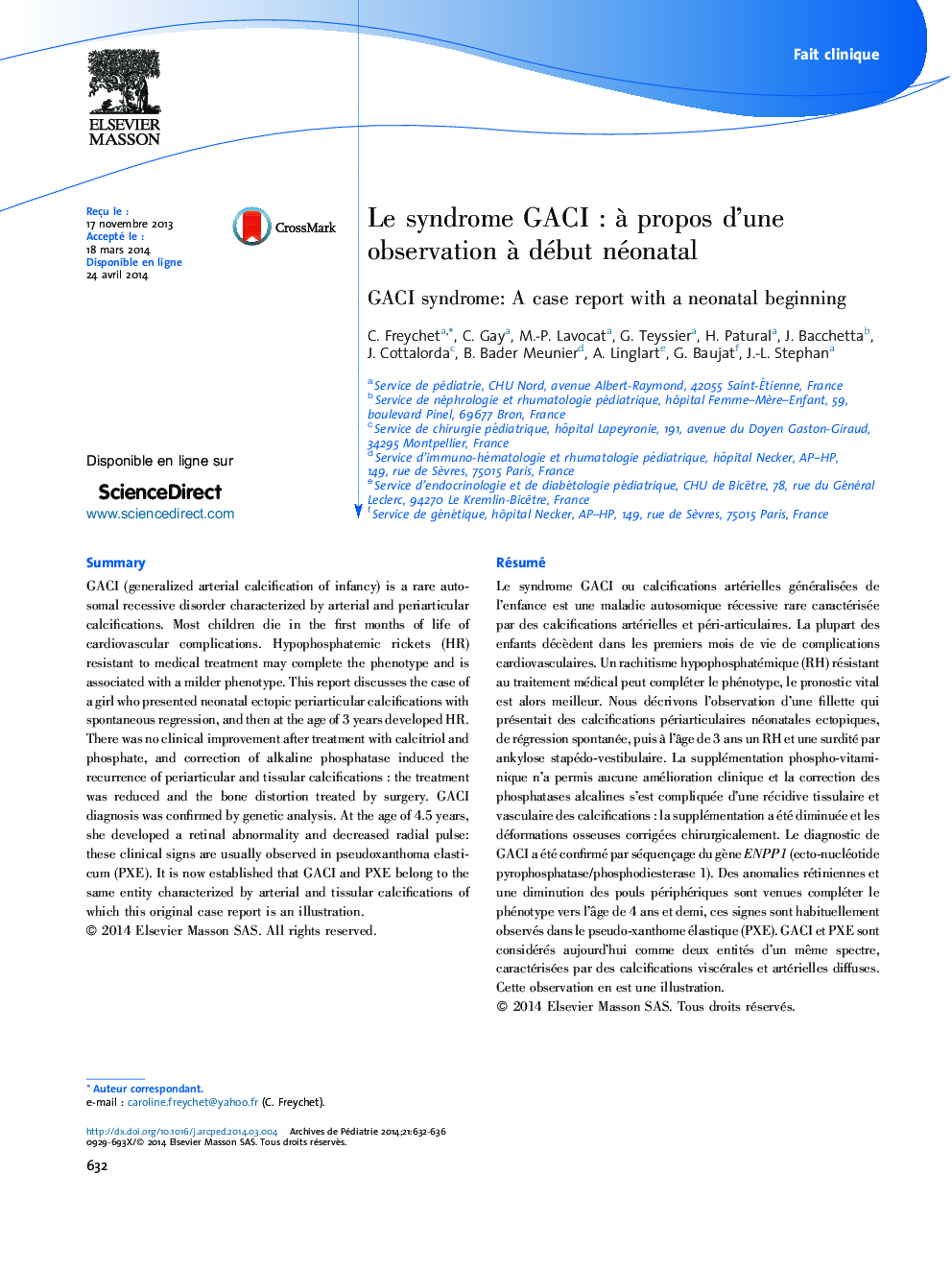 Le syndrome GACI : à propos d’une observation à début néonatal
