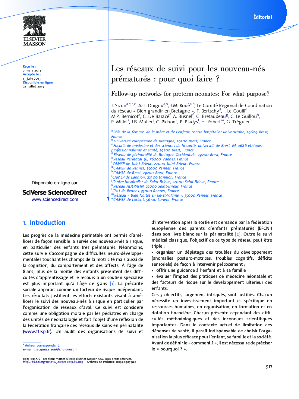 Les réseaux de suivi pour les nouveau-nés prématurésÂ : pour quoi faireÂ ?