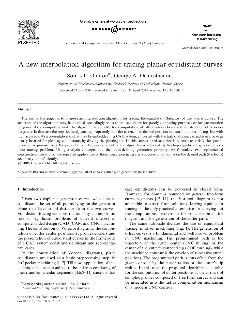 A new interpolation algorithm for tracing planar equidistant curves