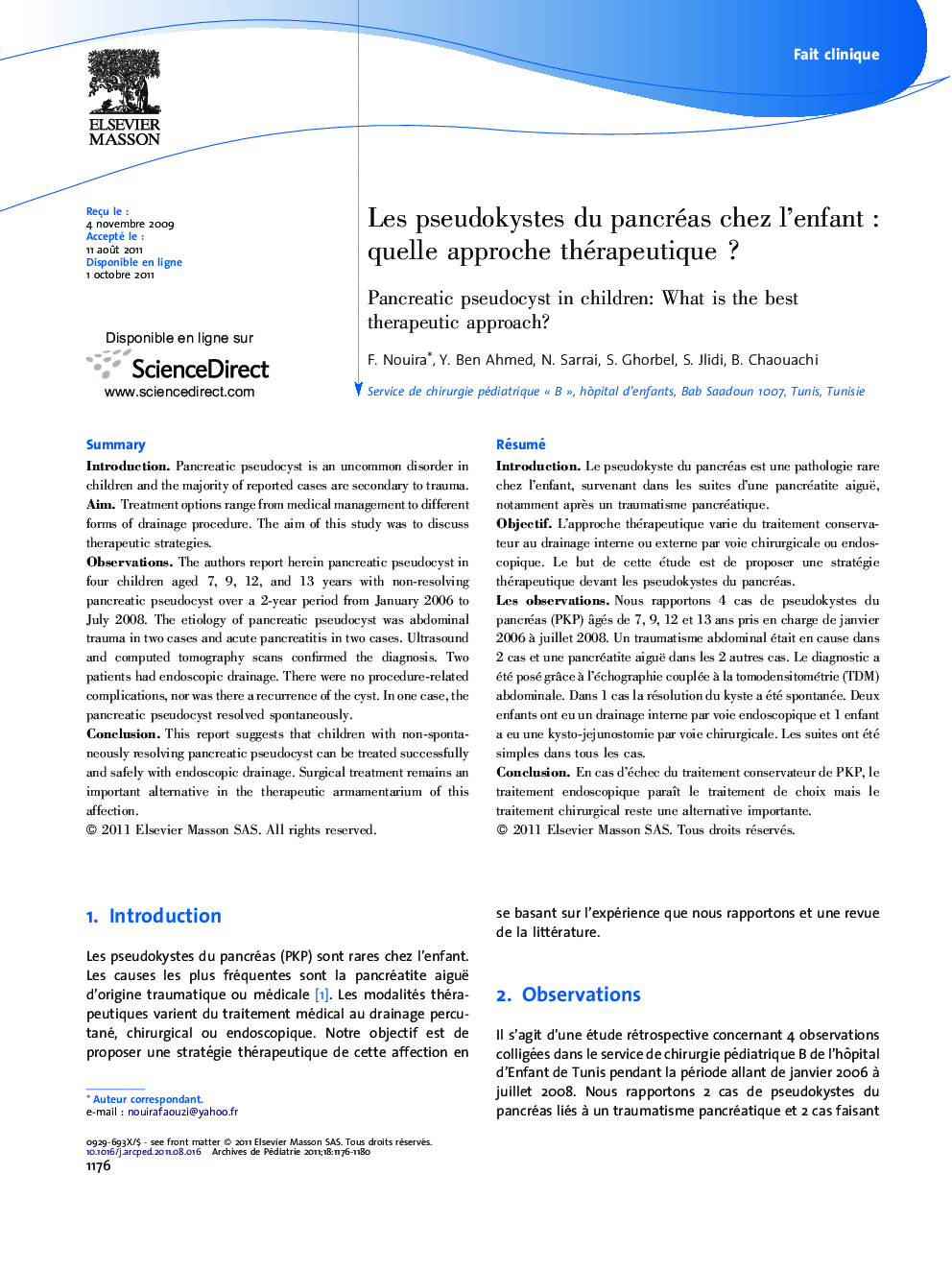Les pseudokystes du pancréas chez l’enfant : quelle approche thérapeutique ?