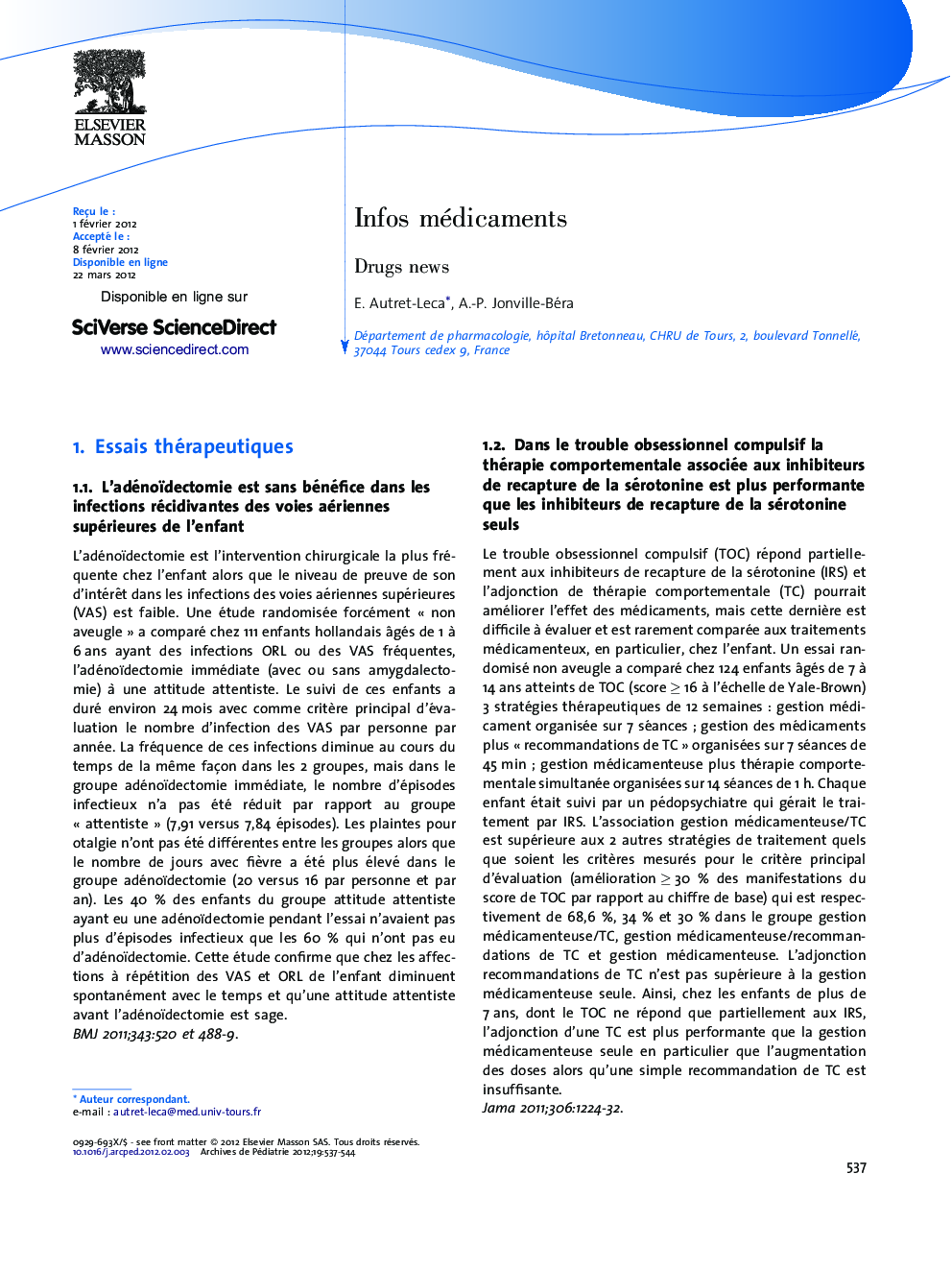 Infos médicaments