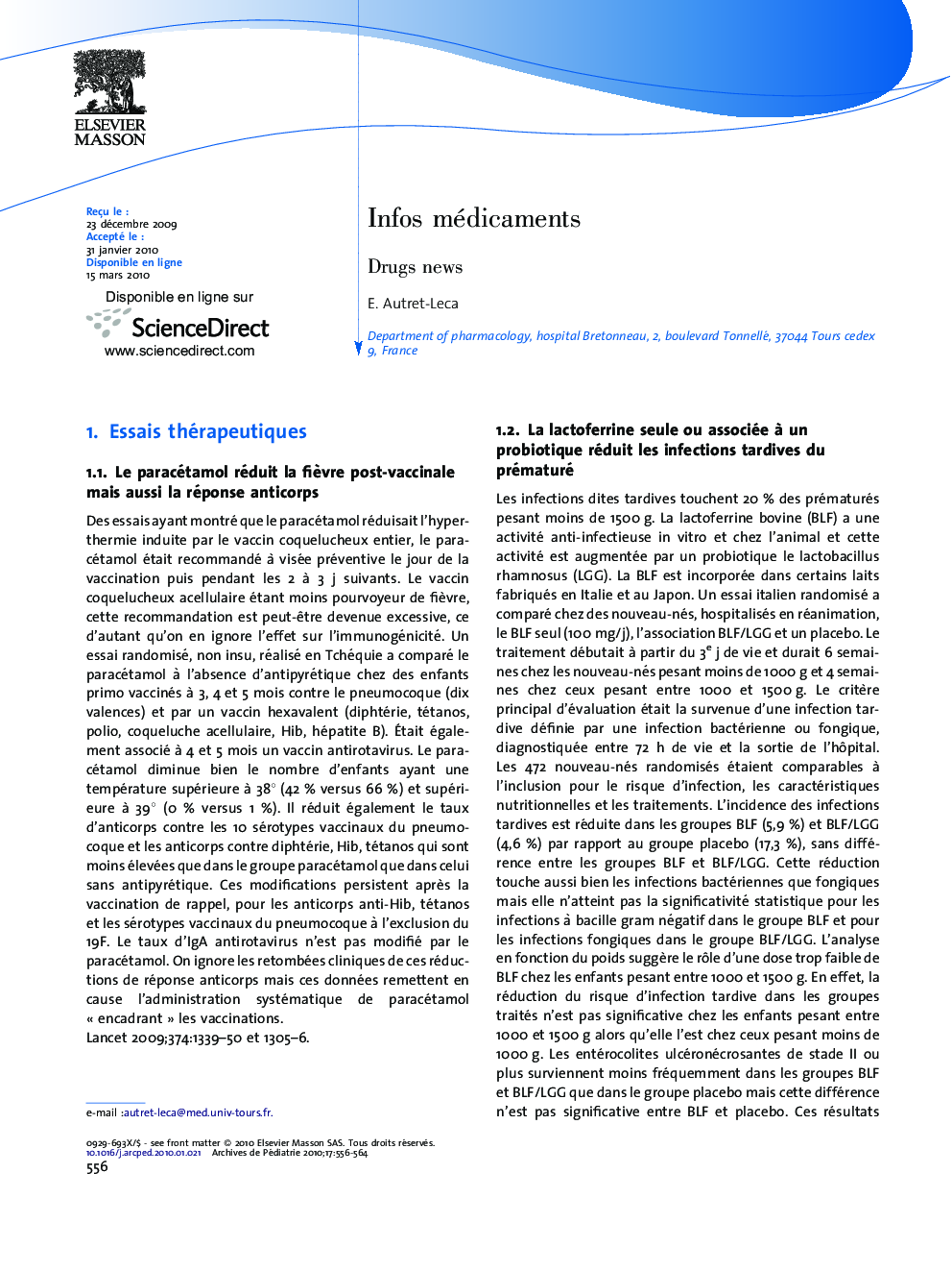 Infos médicaments