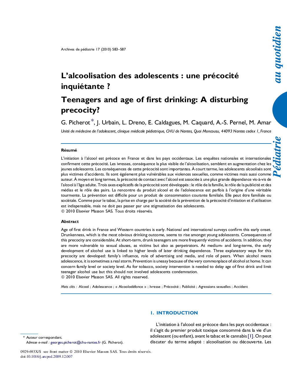 L’alcoolisation des adolescents : une précocité inquiétante ?