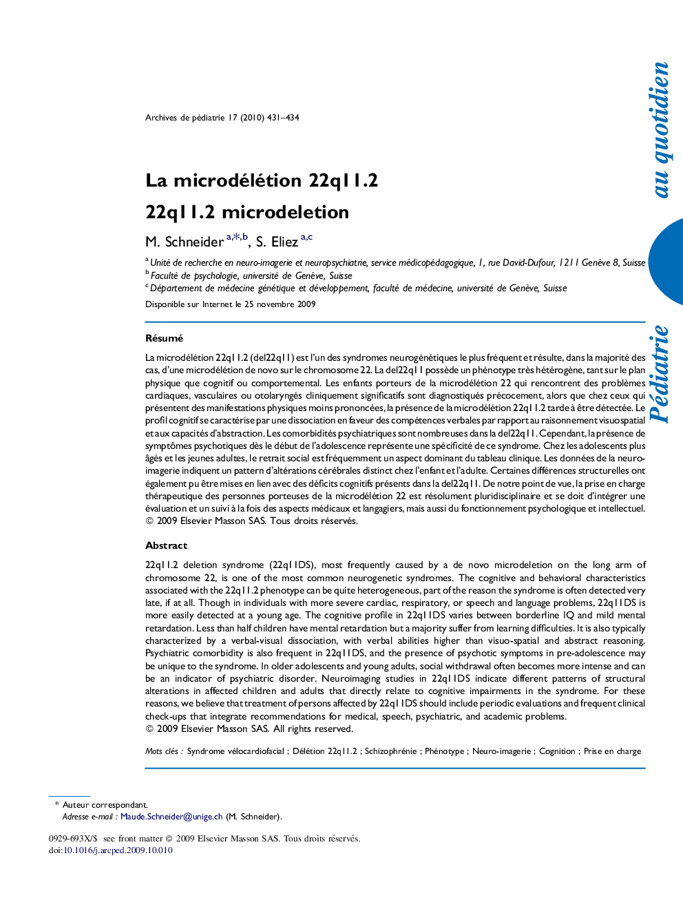 La microdélétion 22q11.2