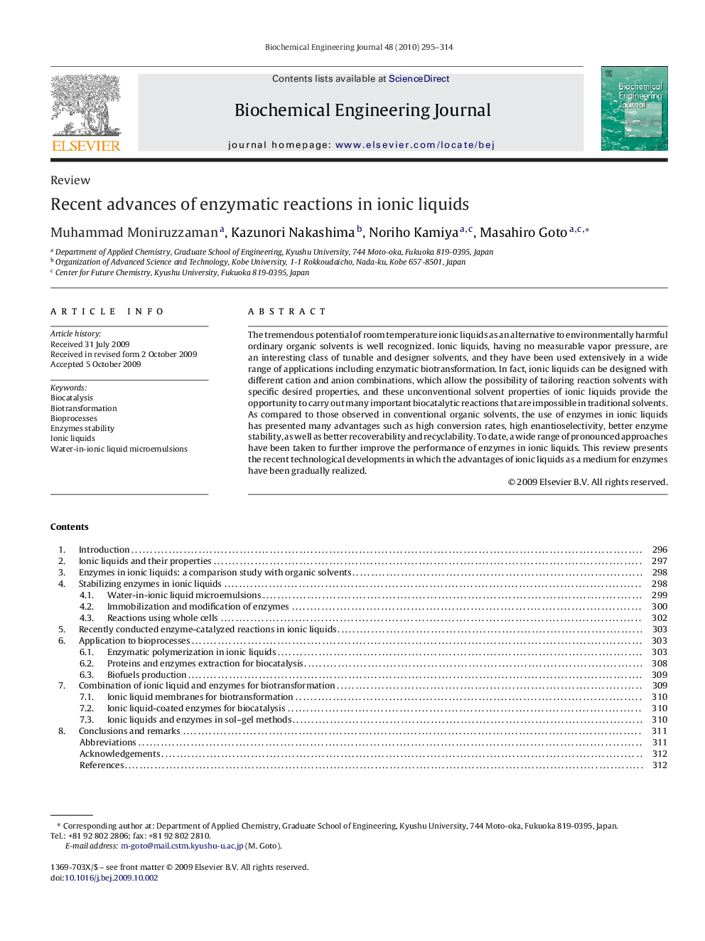 Recent advances of enzymatic reactions in ionic liquids