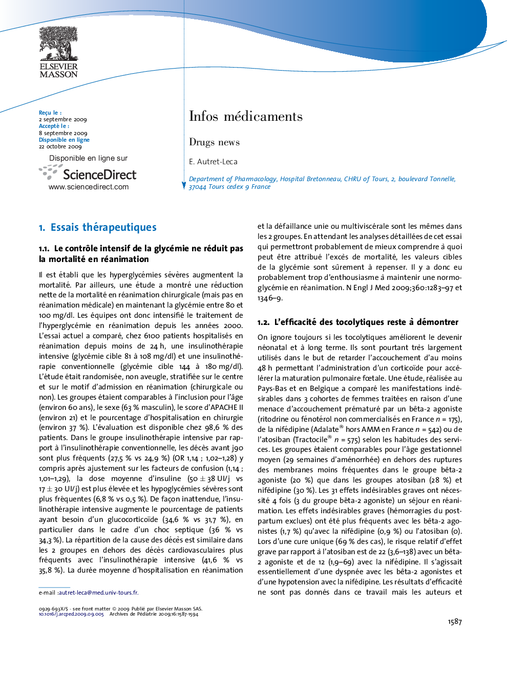 Infos médicaments